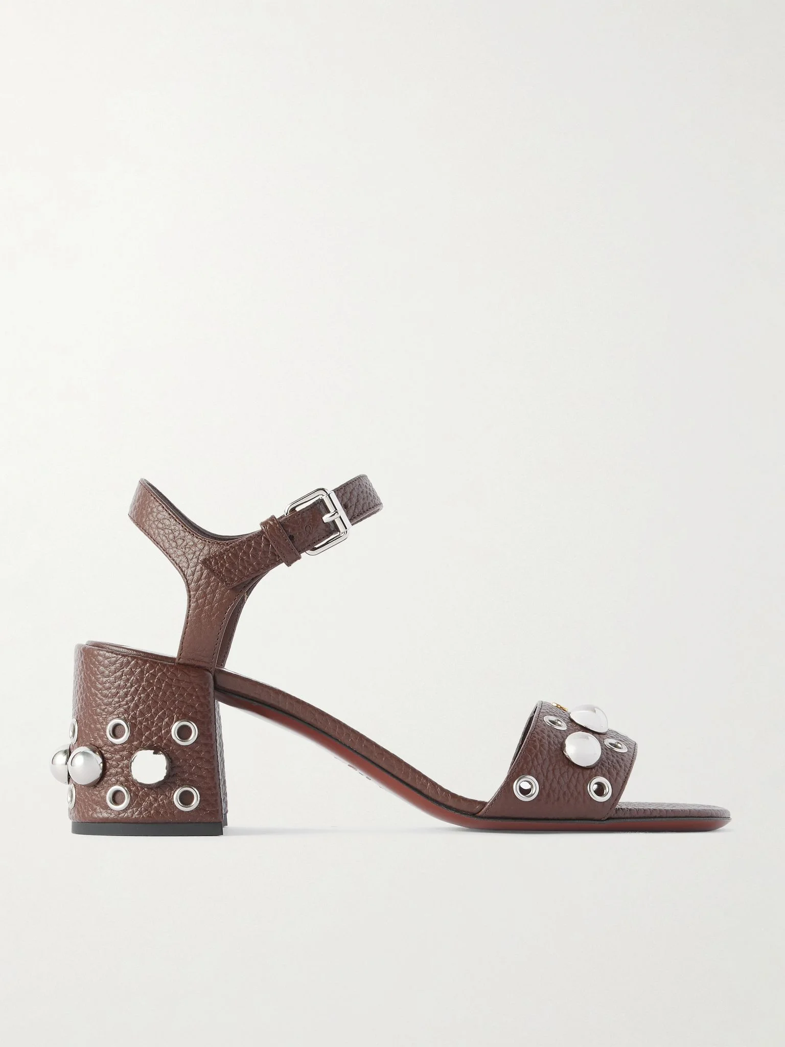 Nellcôte 60 embellished textured-leather sandals Dark brown - 1