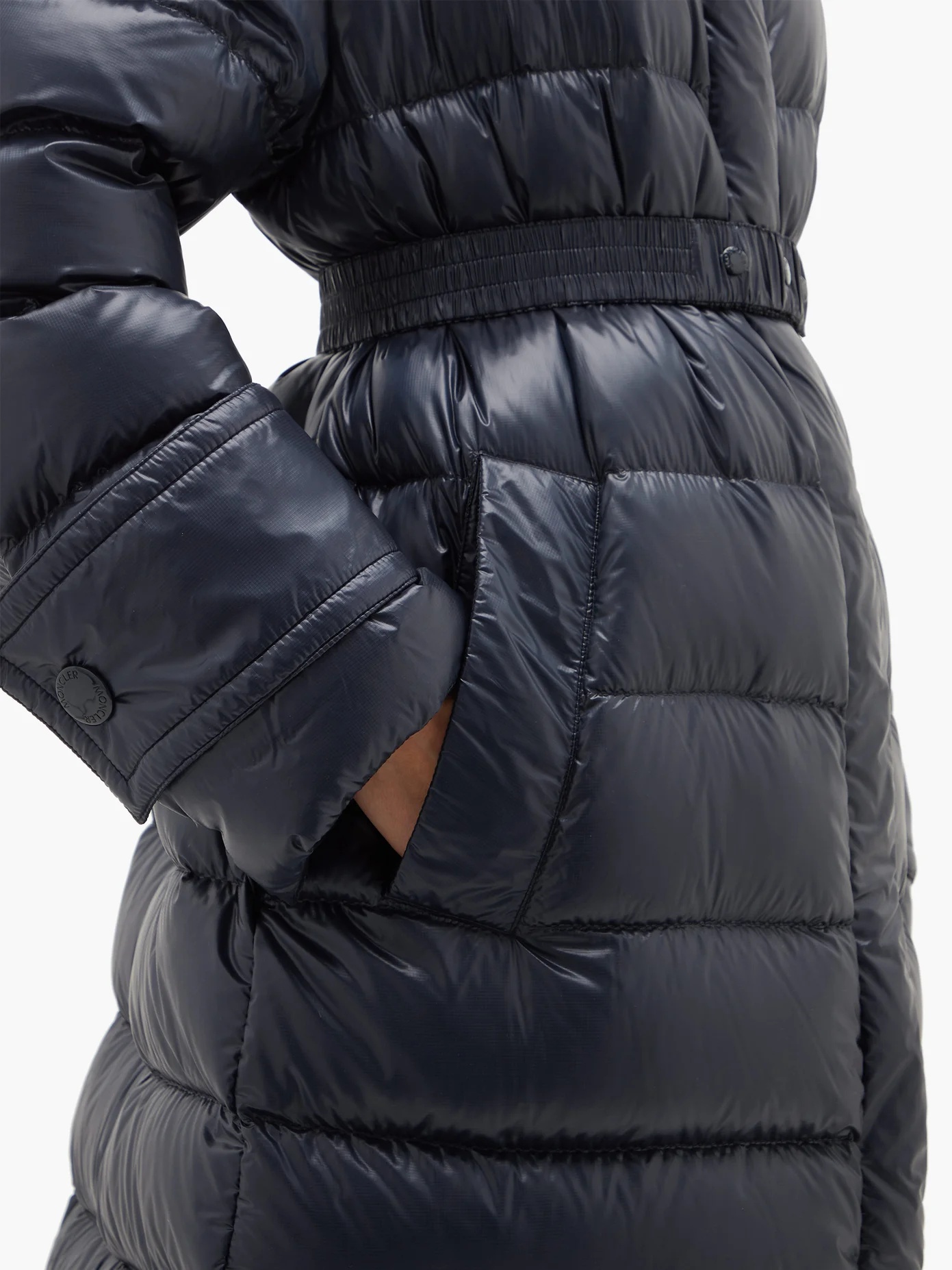 Cobalt hooded quilted-down coat - 4