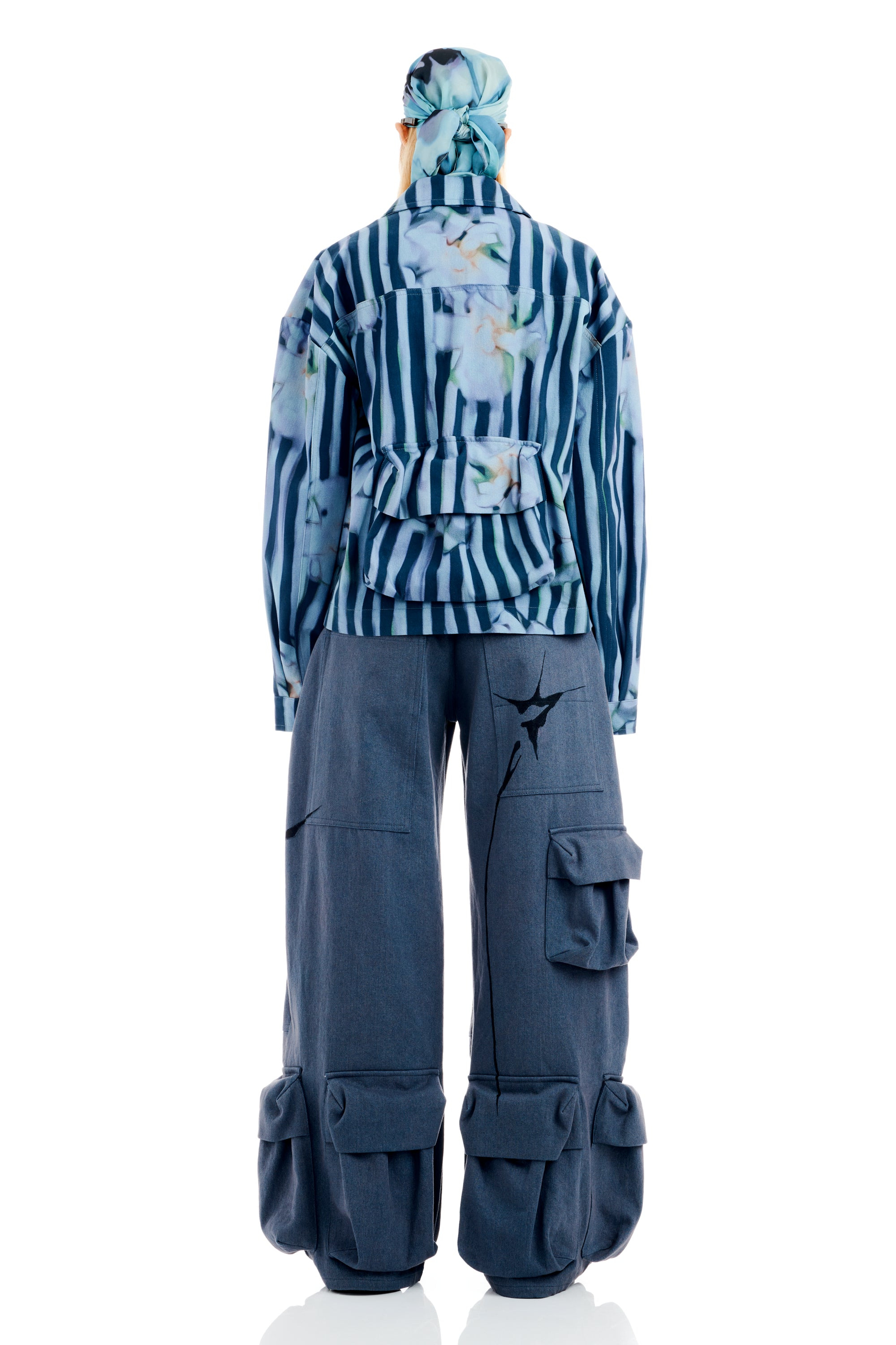 WAVY NAVY FLOWER STRIPE NASH JACKET - 5