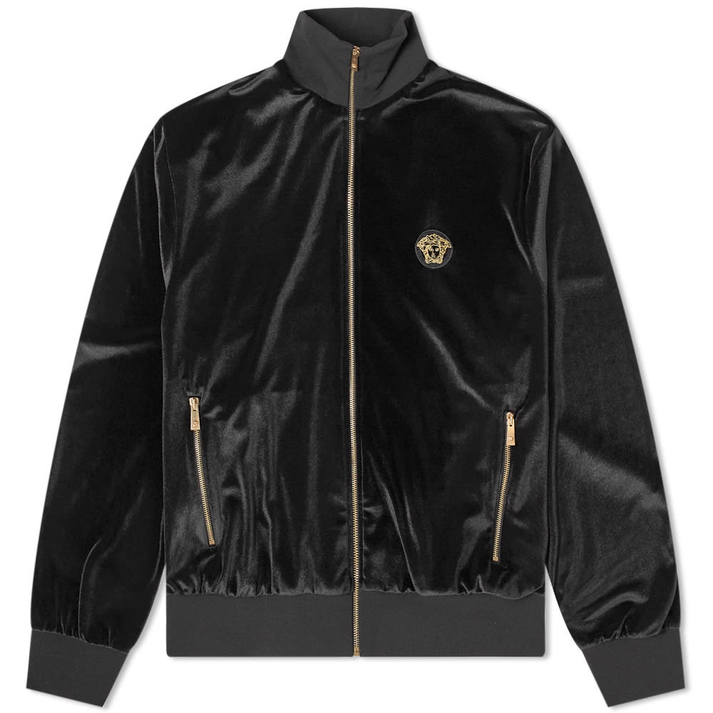 Versace Embroidered Medusa Velour Track Jacket - 1