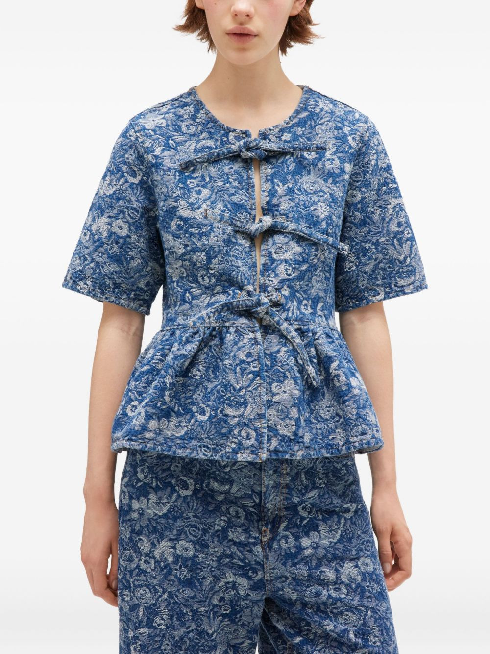 bow-detailed peplum blouse - 3