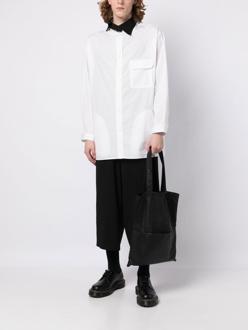 Yohji Yamamoto asymmetric-collar cotton shirt outlook