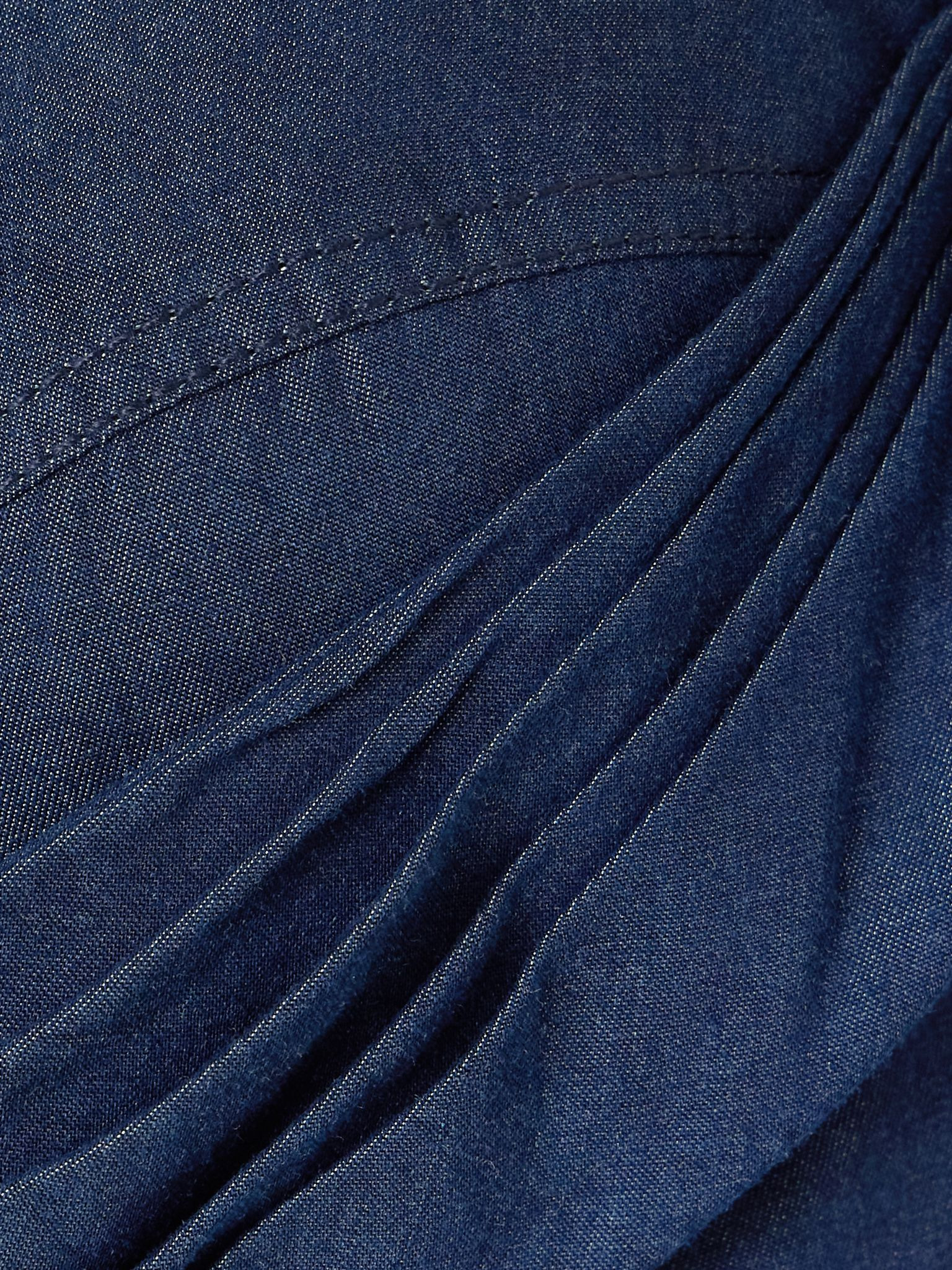 De Azahar off-the-shoulder draped TENCEL™ bustier top Dark denim - 4