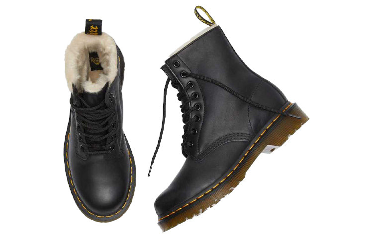 (WMNS) Dr. Martens 1460 Faux Fur Lined Black 21797001 - 4