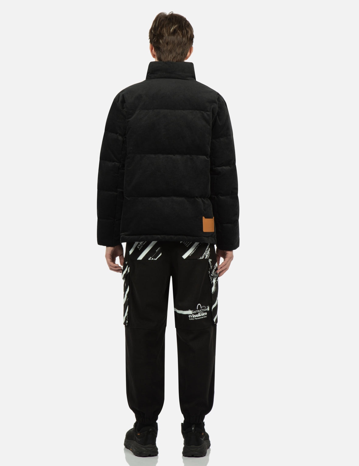 Seagull and Slogan Embroidered Velvet Down Jacket - 6