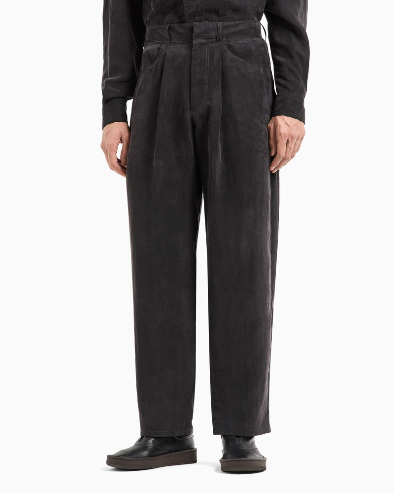 GIORGIO ARMANI SINGLE-PLEAT TROUSERS IN FADED LYOCELL CANVAS outlook