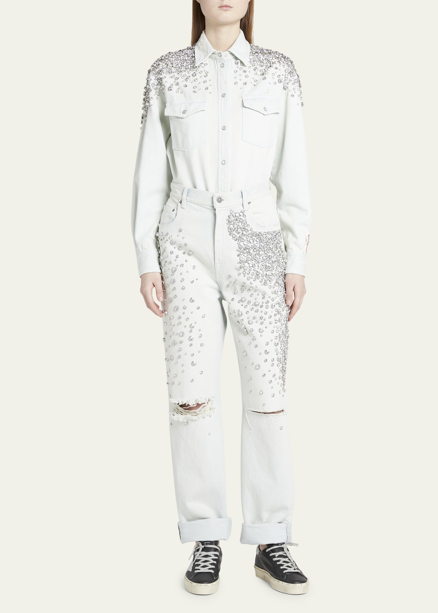 Kim Bleached Jeans with Crystals - 2
