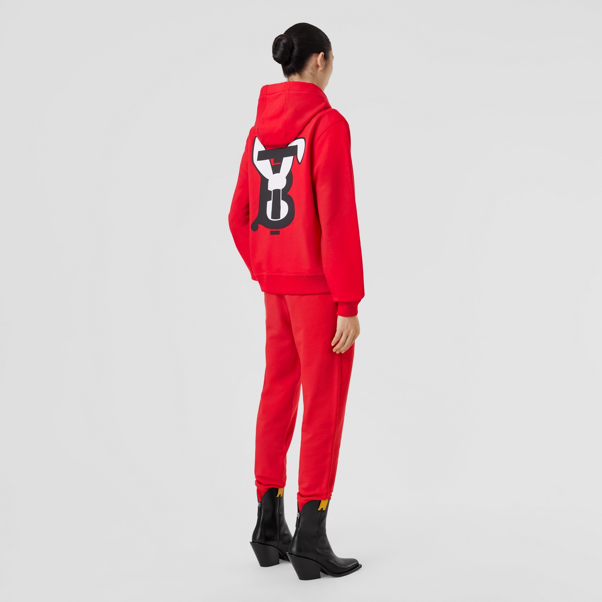 Rabbit Print Cotton Hooded Top - 6