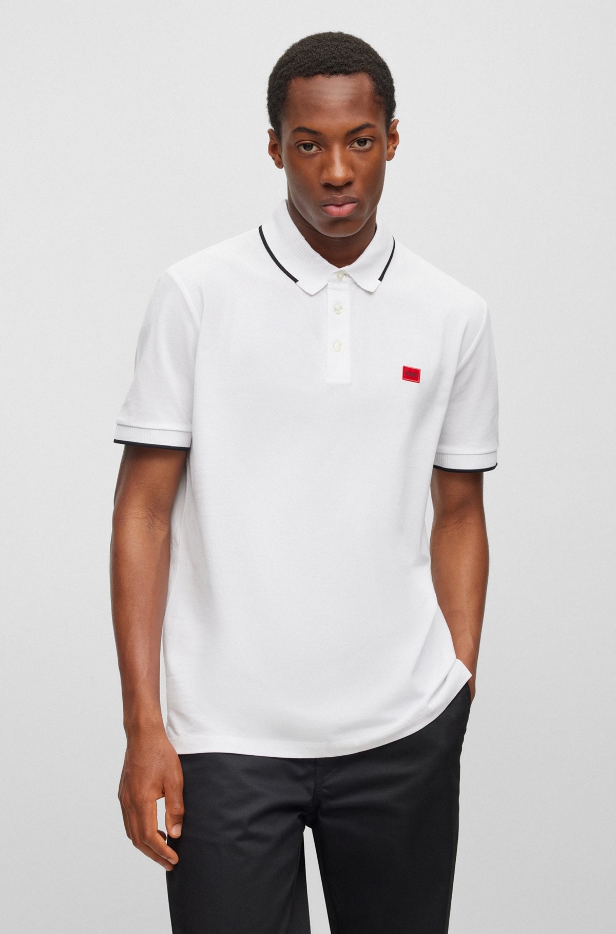 SLIM-FIT POLO SHIRT WITH RED LOGO LABEL - 2