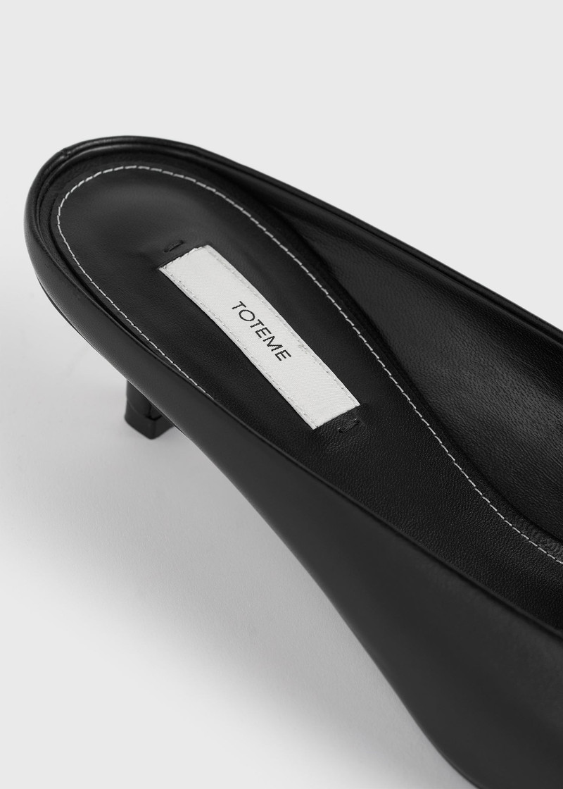 Square leather kitten mules black 5