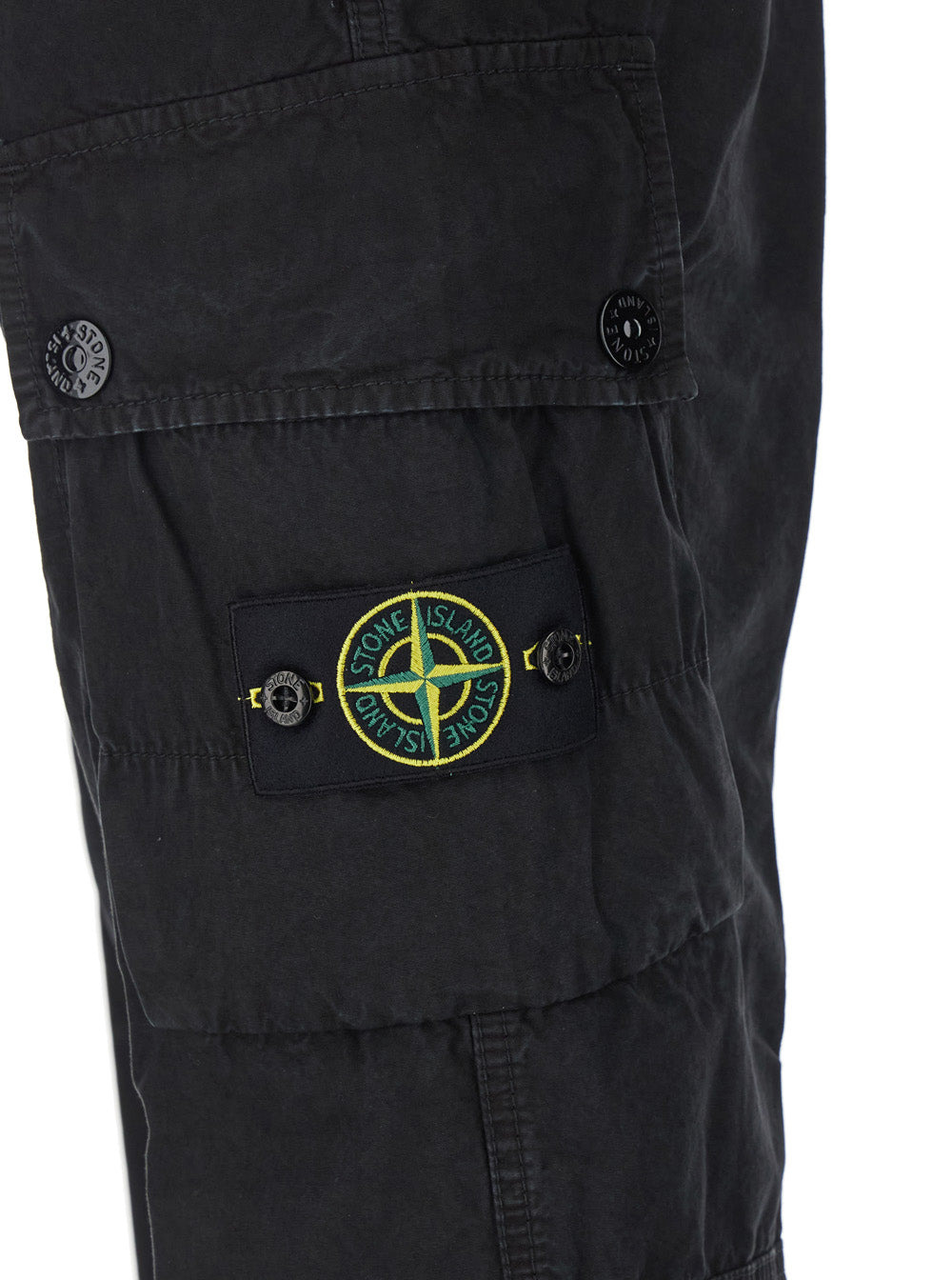 Stone Island Men Black Pants With Belt Loops And Logo Patch On The Side In Cotton Man - 3