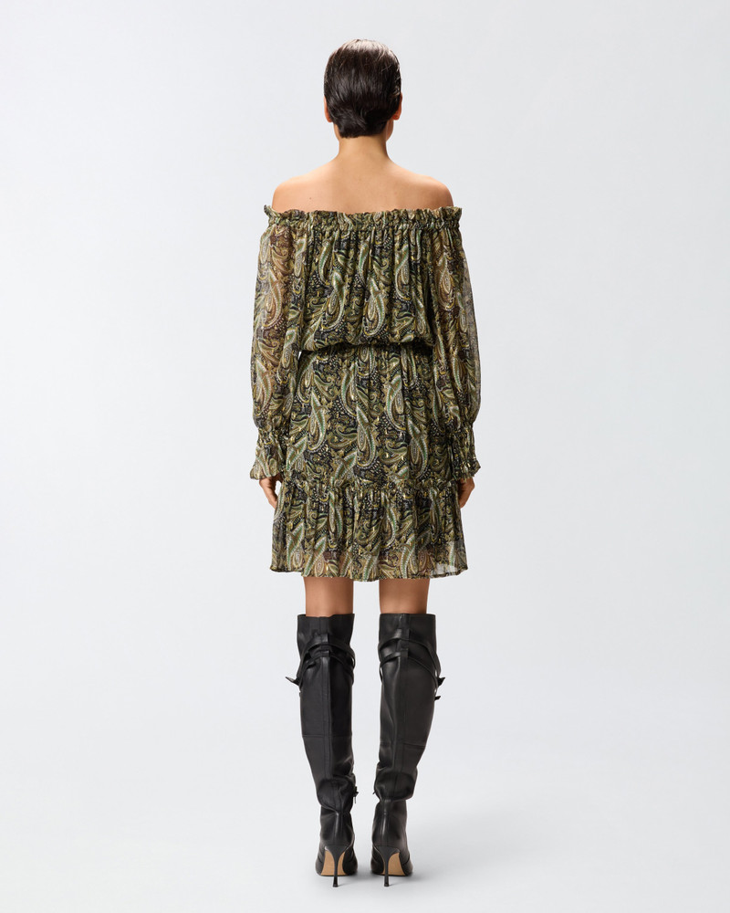 OFF-THE-SHOULDER MINI DRESS WITH CASHMERE PRINT 5