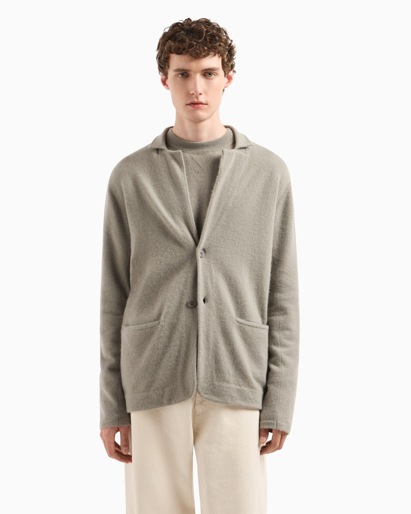 EMPORIO ARMANI ICON PLAIN-KNIT PURE CASHMERE JACKET outlook
