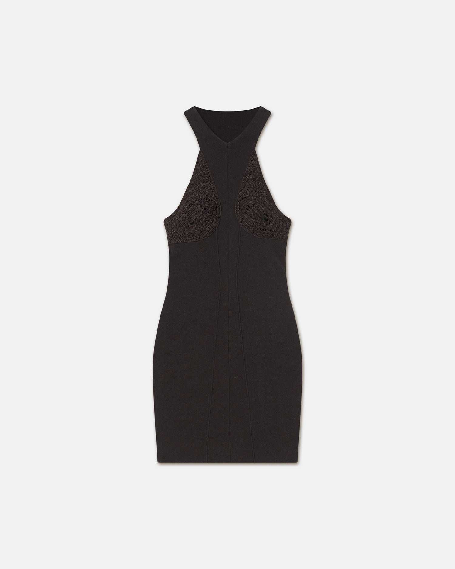 Crocheted Ribbed-Knit Mini Dress - 1