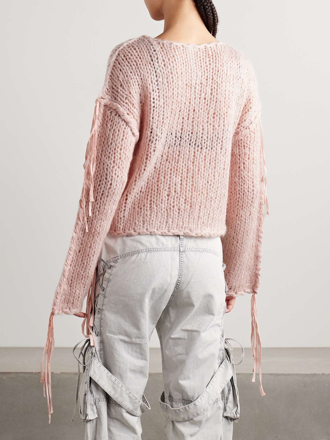 Cropped whipstitched knitted sweater - 3