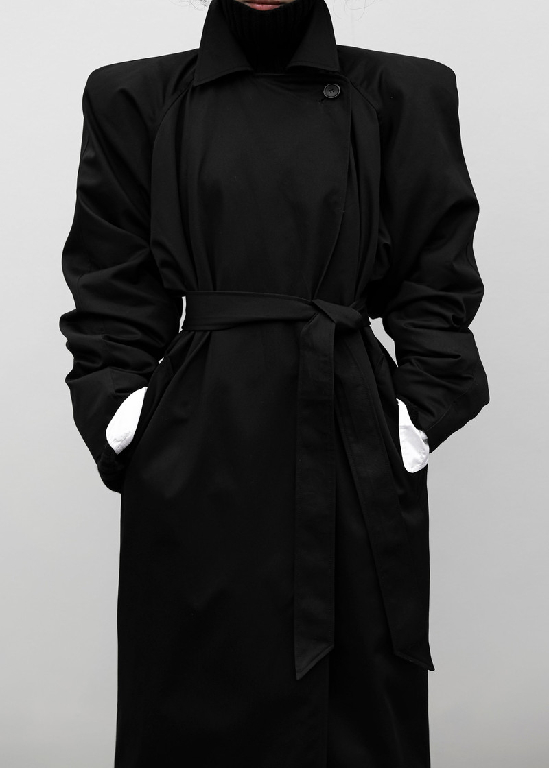 Marisol Box Shoulder Trench - Black 4