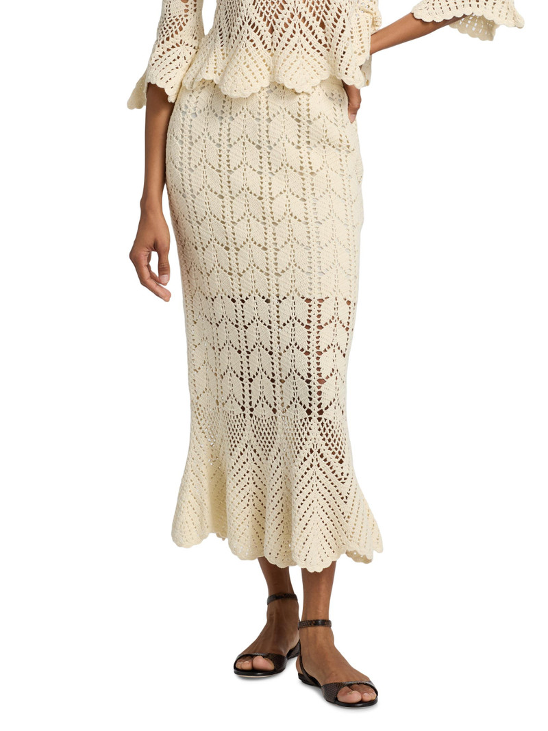 Women's Awaken Lace Crochet Cotton Midi-Skirt - Cream 3