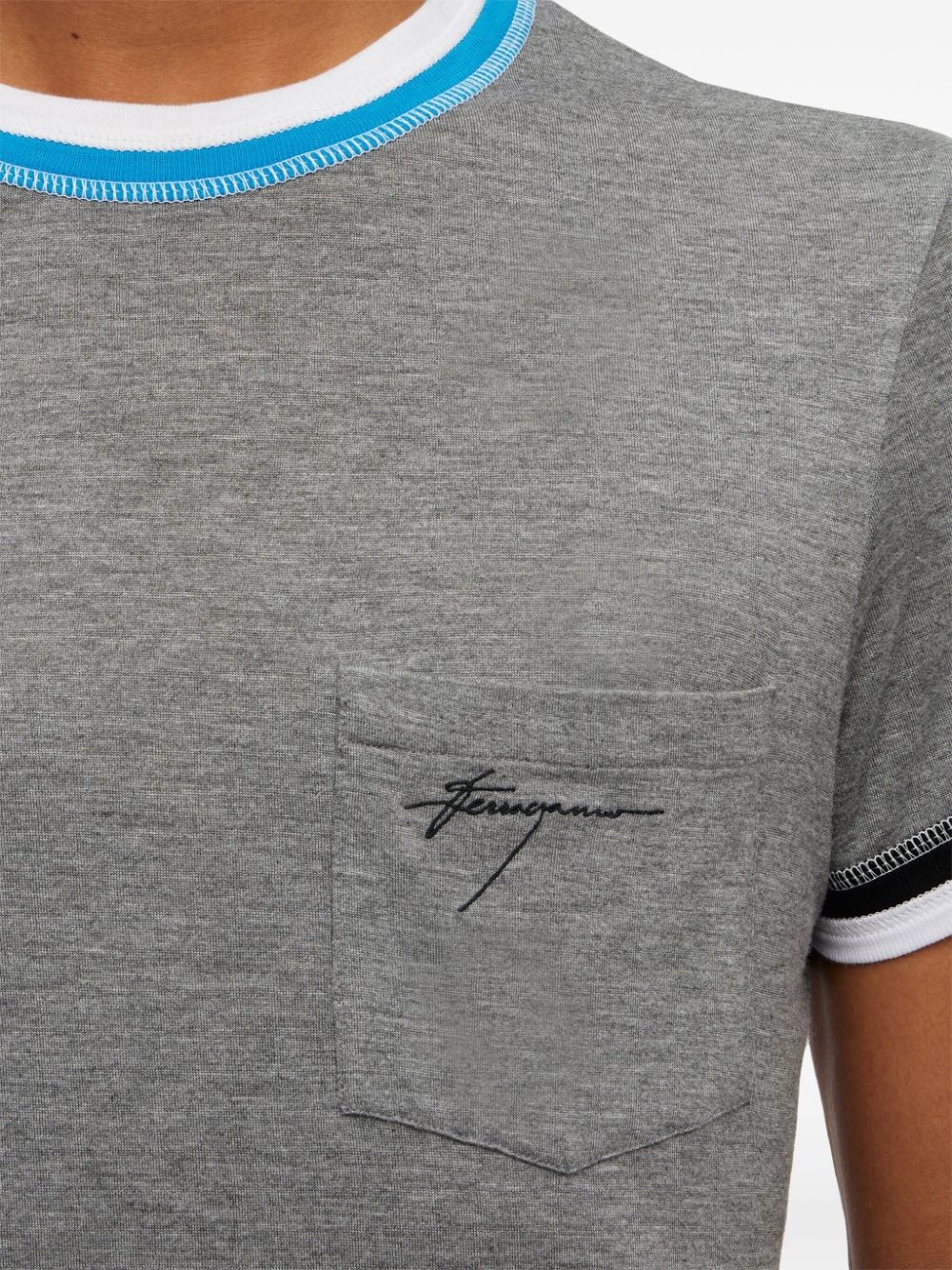 colour-block trim T-shirt - 5