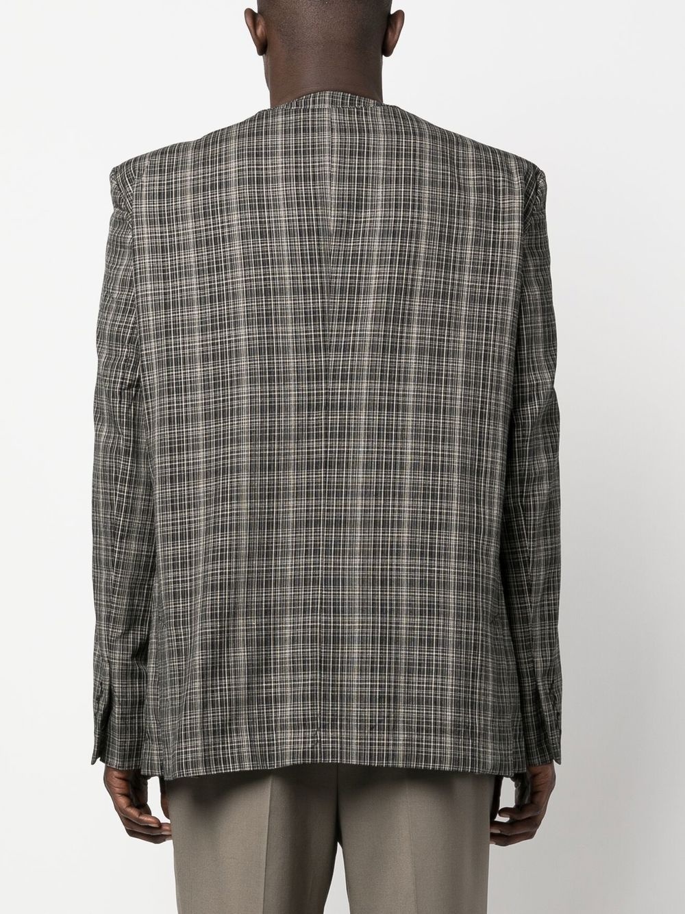 checked-pattern blazer - 4