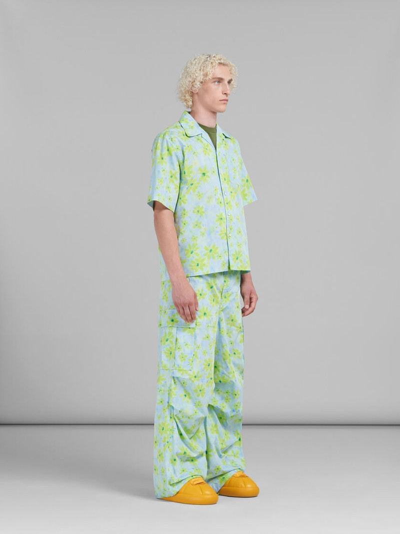 LIGHT GREEN POPLIN BOWLING SHIRT WITH PARADE PRINT 5