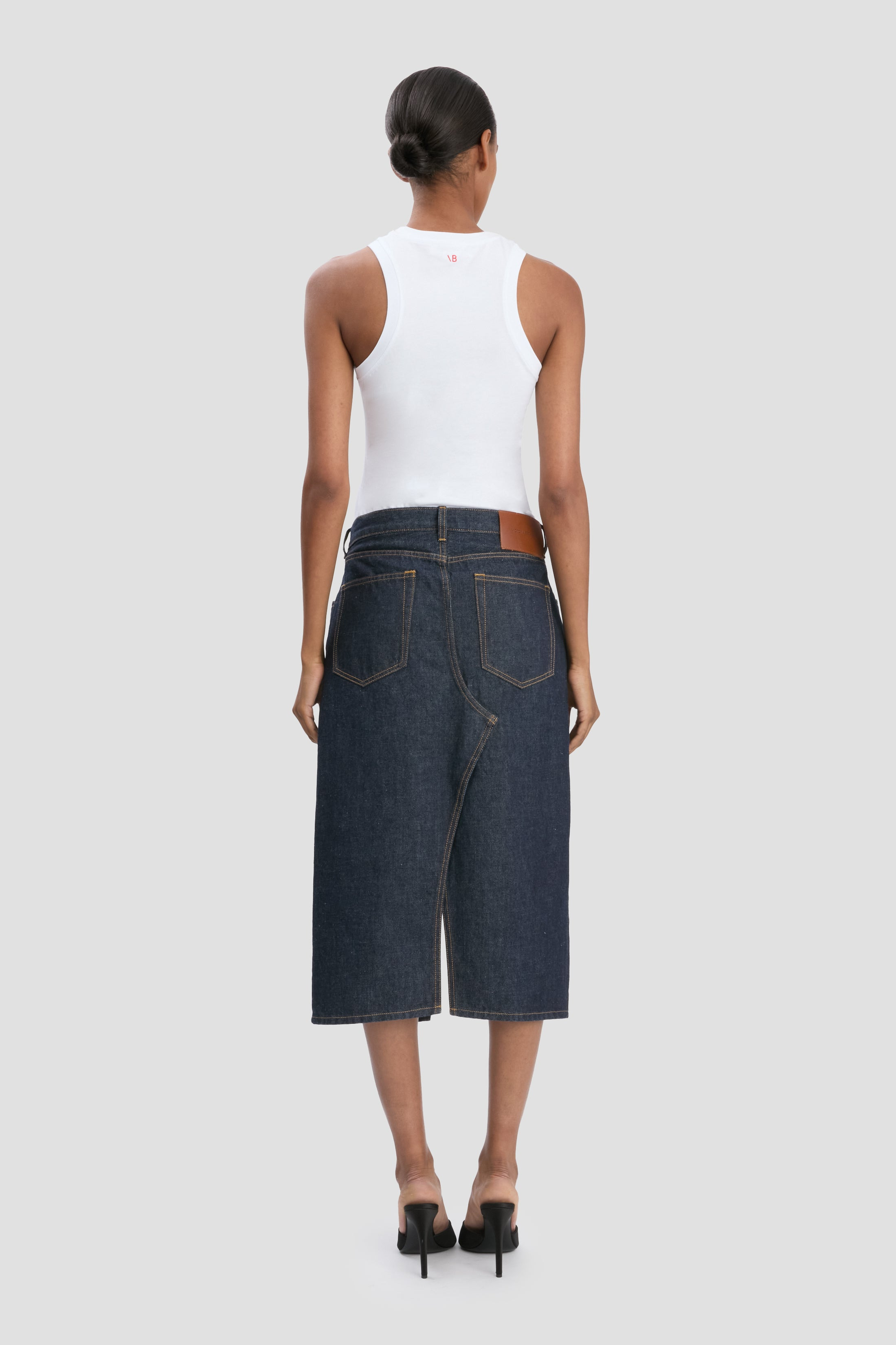 Kick Pocket Denim Skirt In Light Rinse - 5