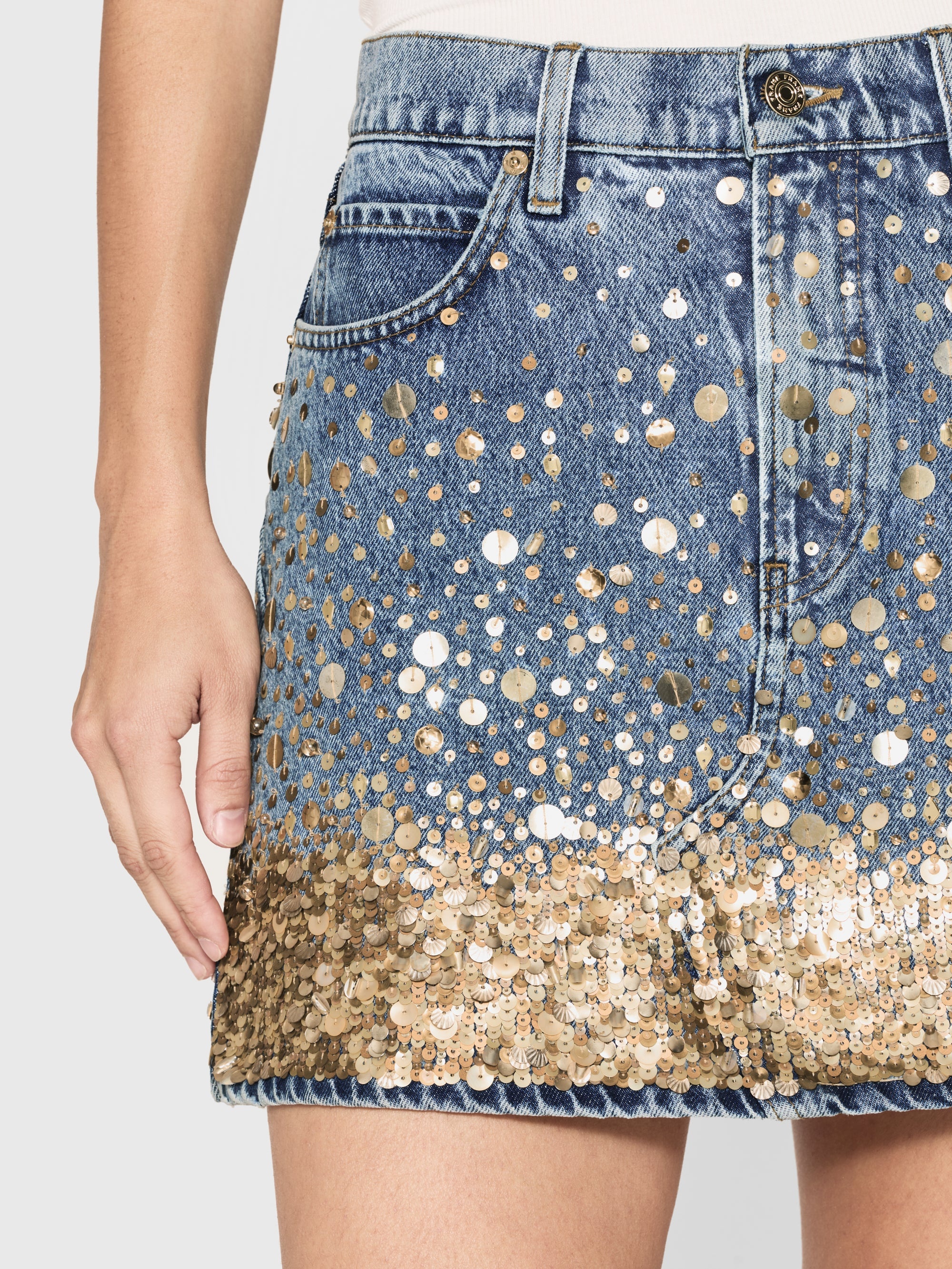 The Atelier Champagne Skirt in Gold Embellished - 6