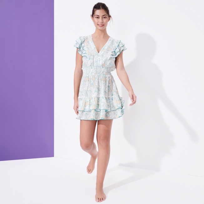 Women Mini Dress Hidden Fishes - Vilebrequin x Poupette St Barth - 3