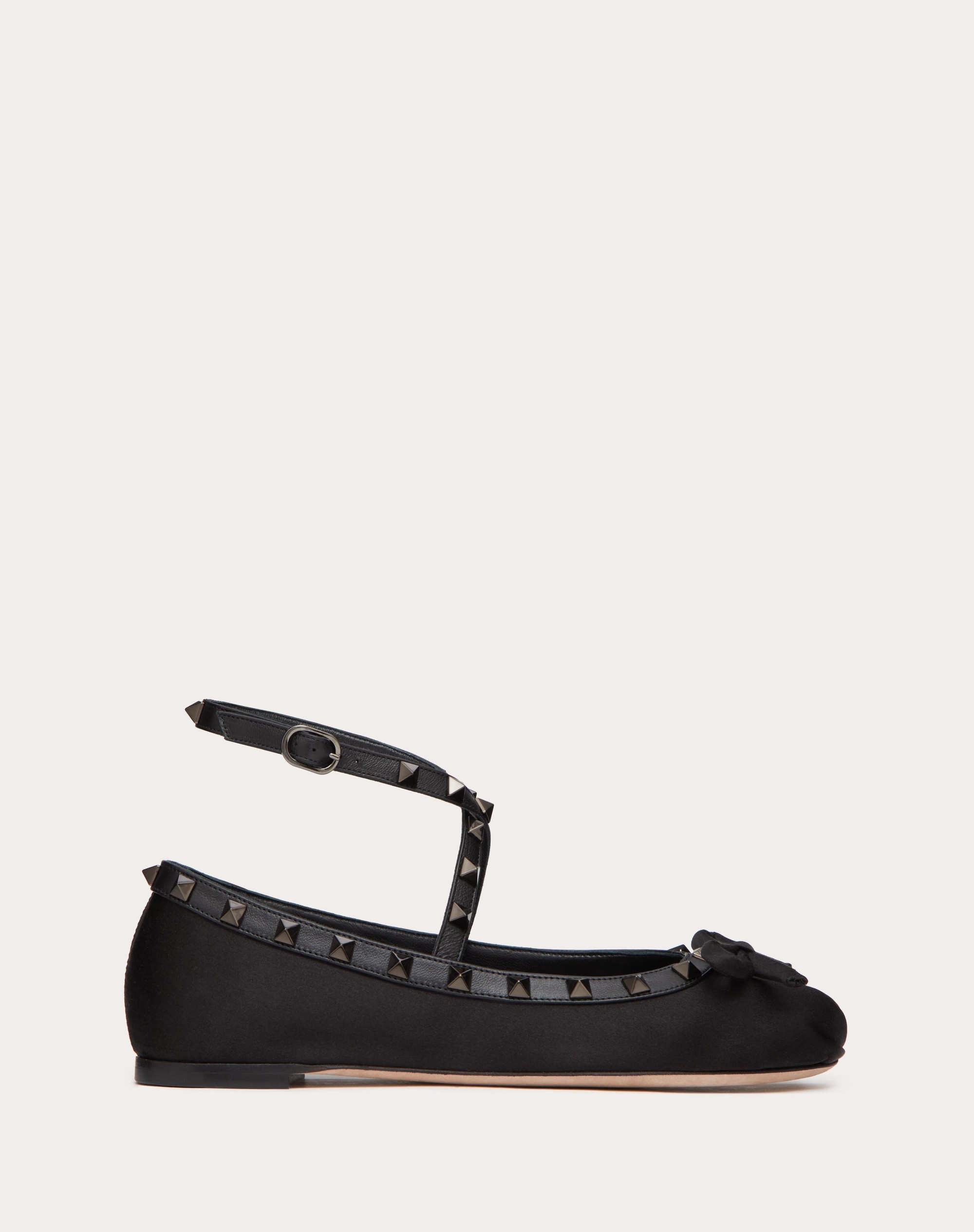 ROCKSTUD SATIN BALLERINA WITH TONE-ON-TONE STUDS - 1