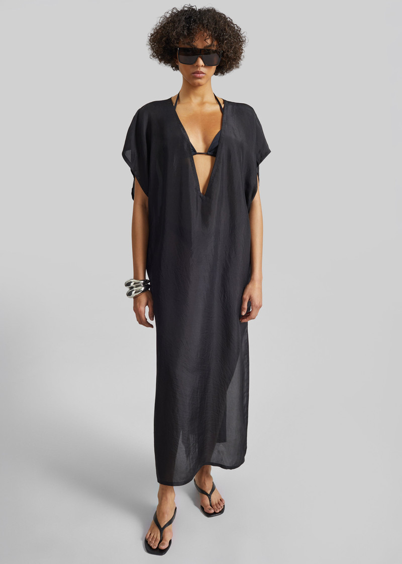 Ostuni Sheer Fluid Kaftan Dress - Black 3