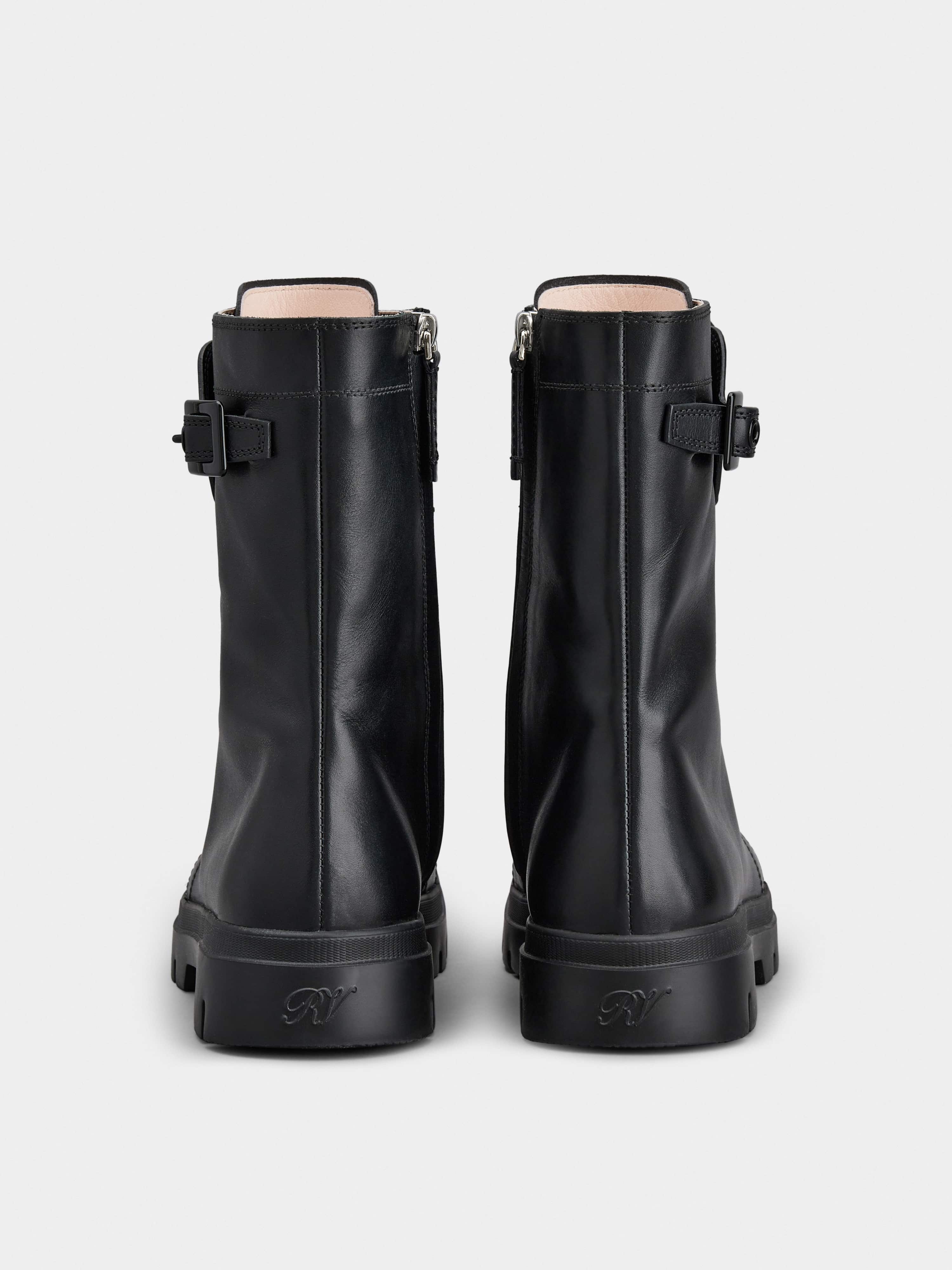 Walky Viv' Strass Buckle Lace Up Boots in Leather - 5