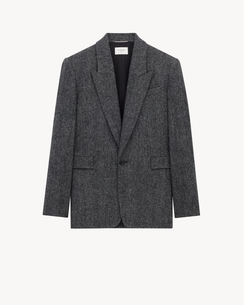 JACKET IN BRUSHED HERRINGBONE WOOL 1