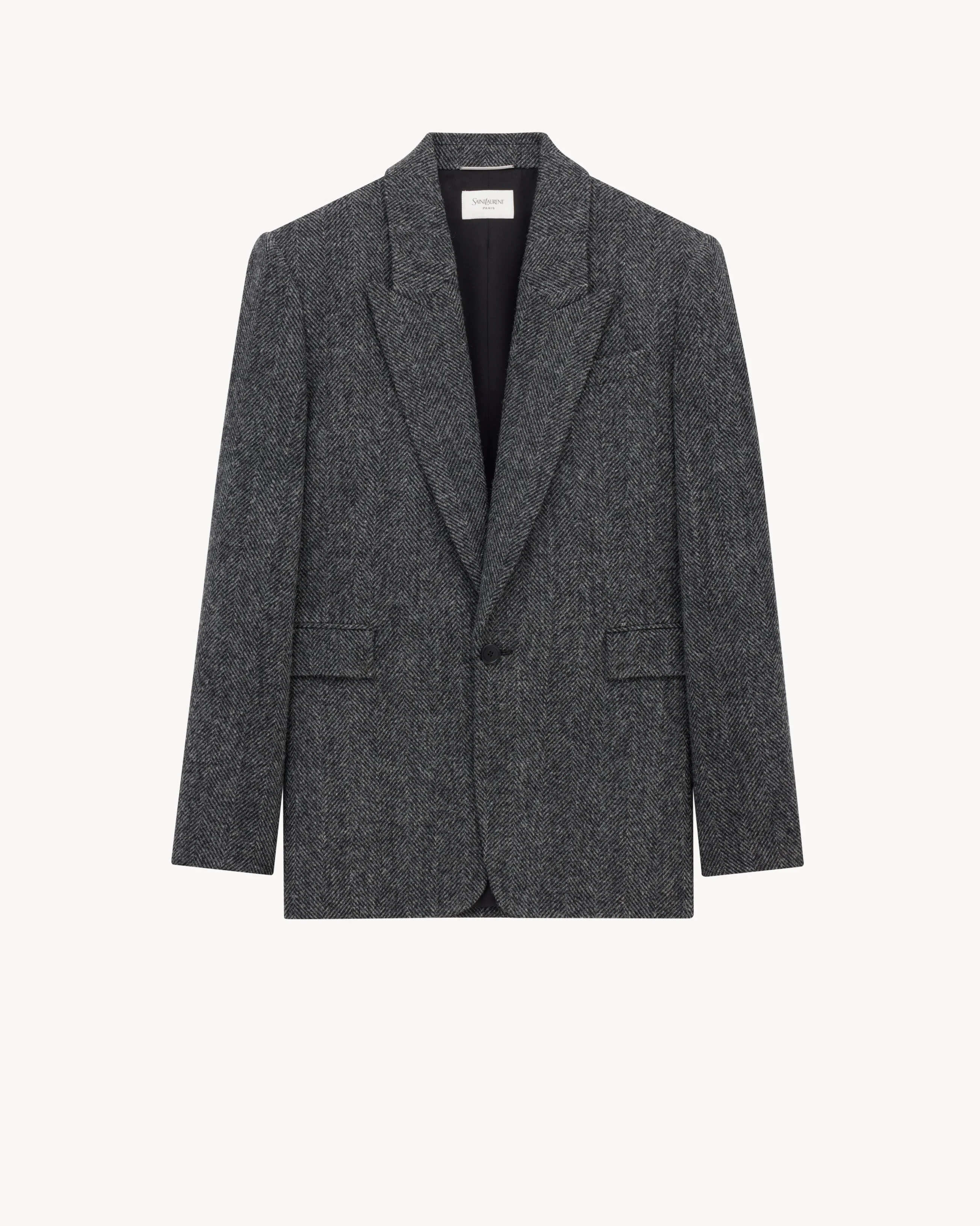 JACKET IN BRUSHED HERRINGBONE WOOL - 1
