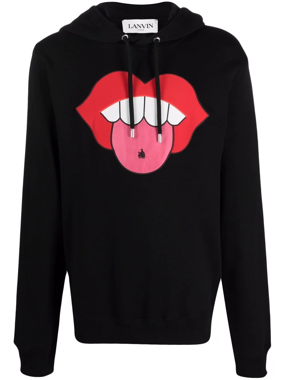 mouth patch drawstring hoodie - 1