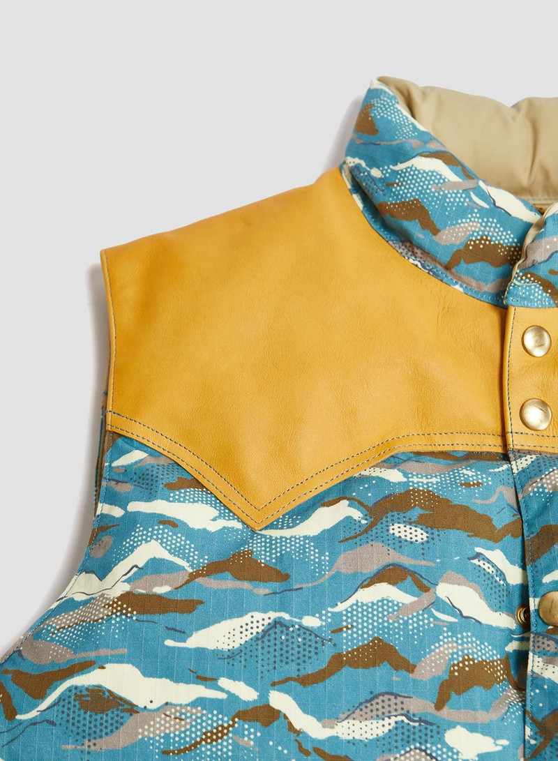 Rocky Mountain Featherbed x Nigel Cabourn Down Vest Mountain Camo in Blue 4