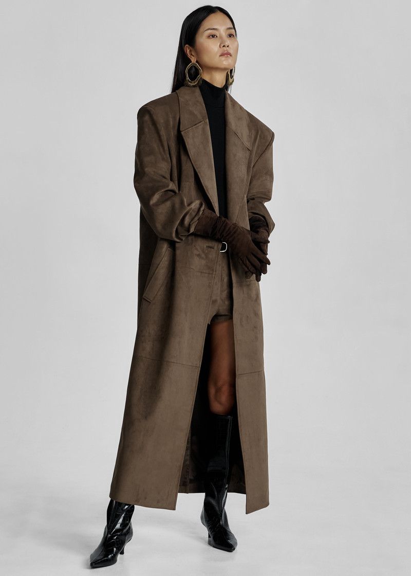 Valmere Faux Suede Coat - Brown 9