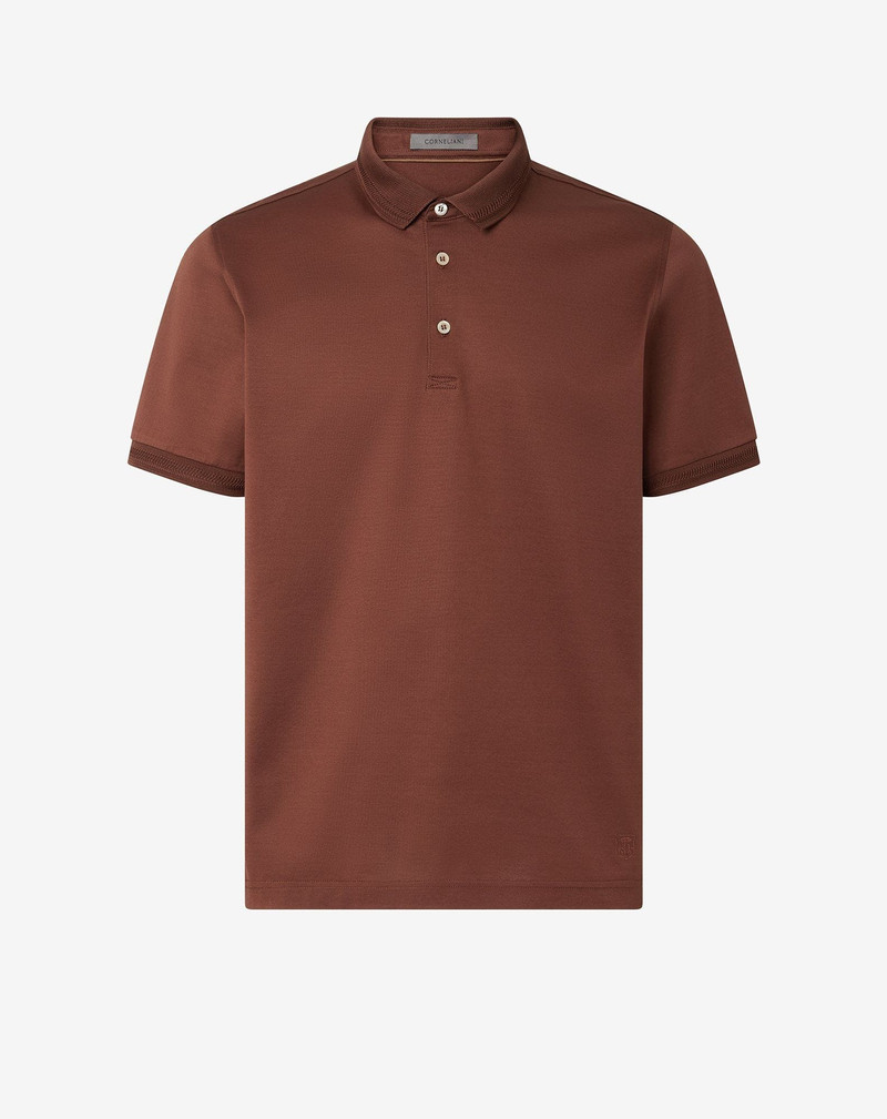 Burned earth button-up lisle thread polo shirt 1