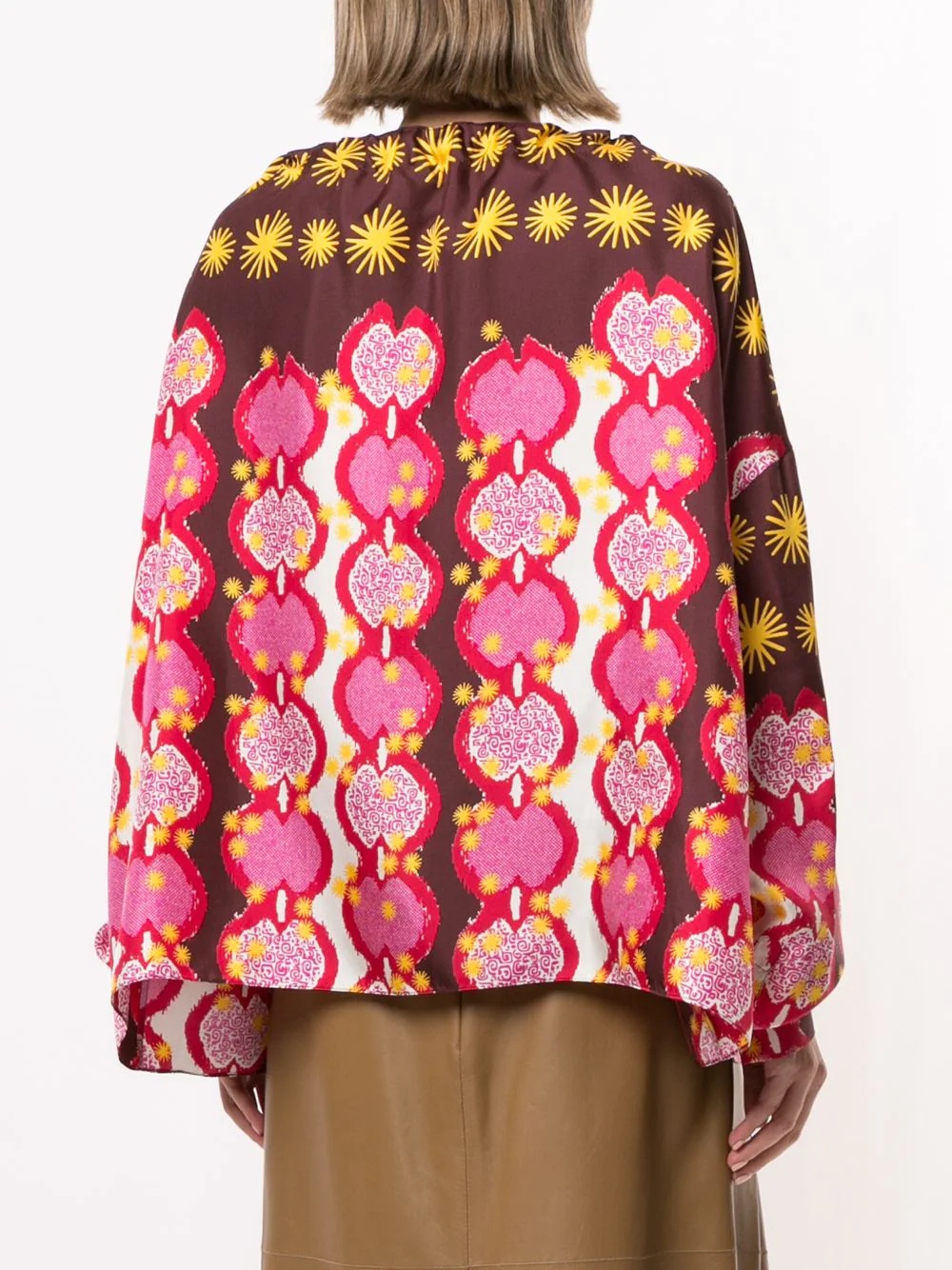 patterned silk blouse - 4