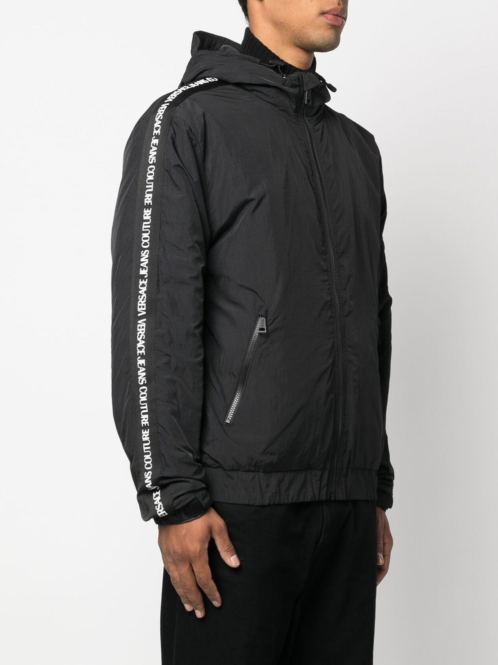 logo-tape hooded jacket - 2