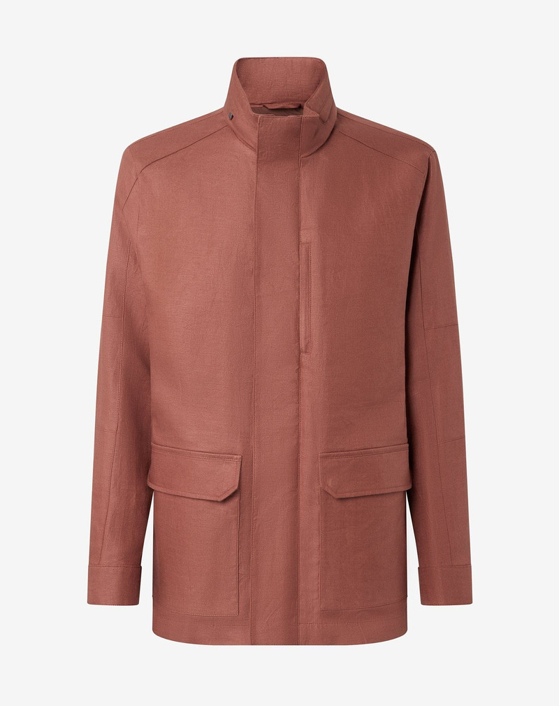 Rusty brown pure linen field jacket 1