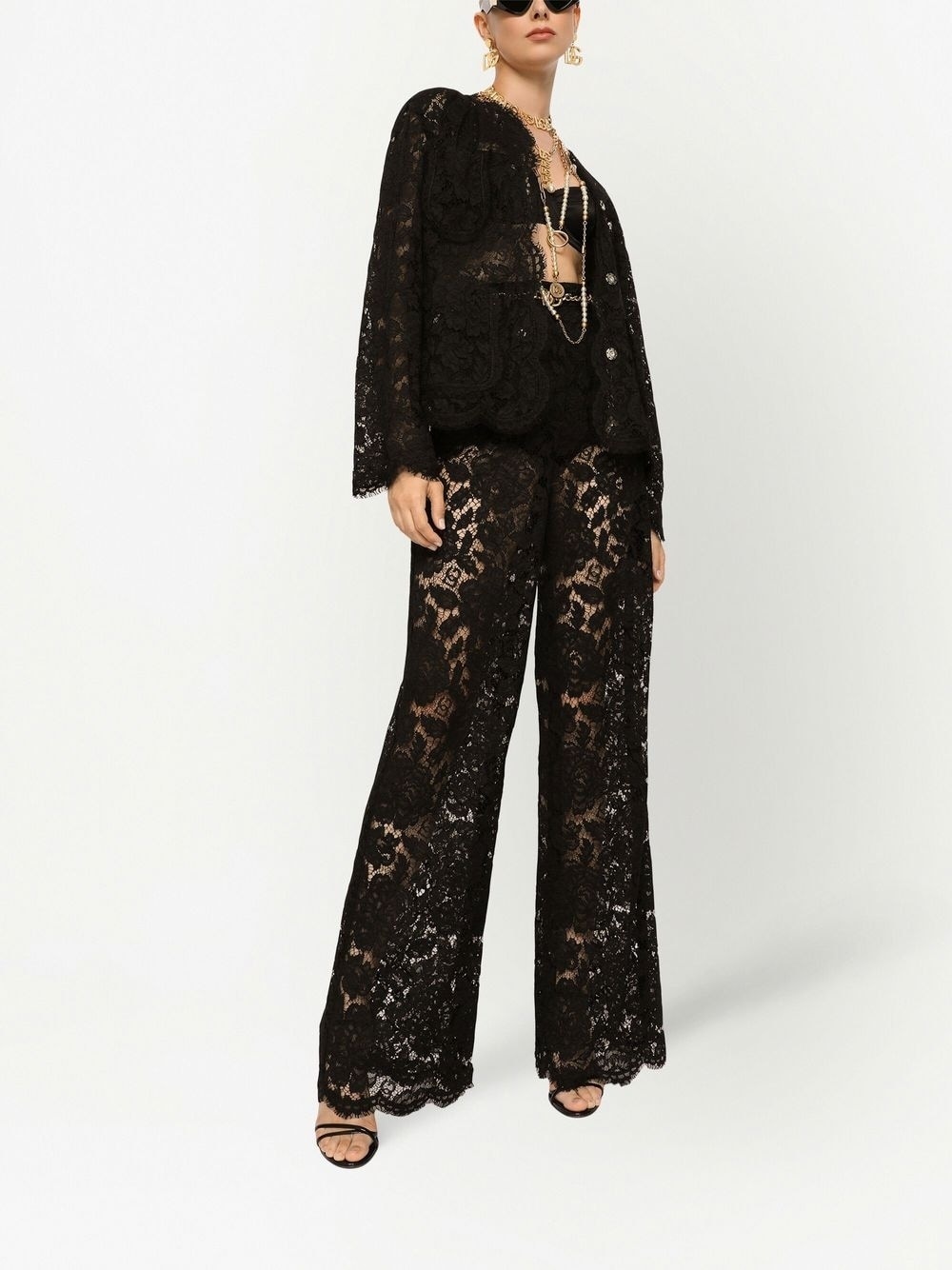 floral lace single-breasted jacket - 2