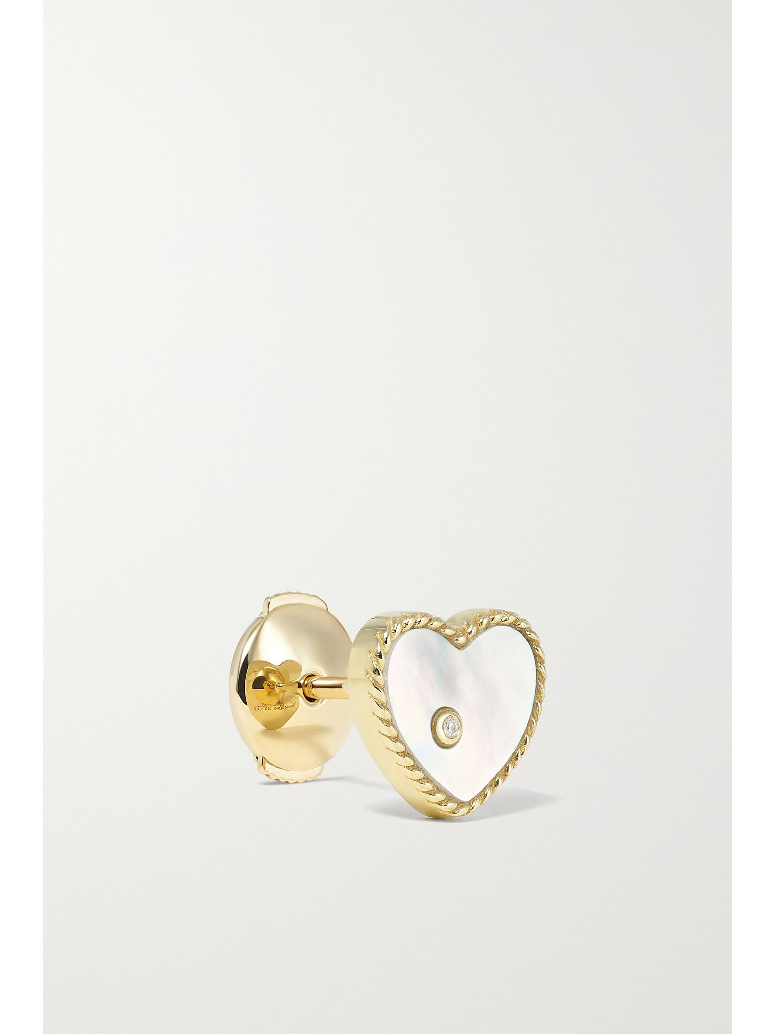 9-karat gold, mother-of-pearl and diamond earrings White - 3