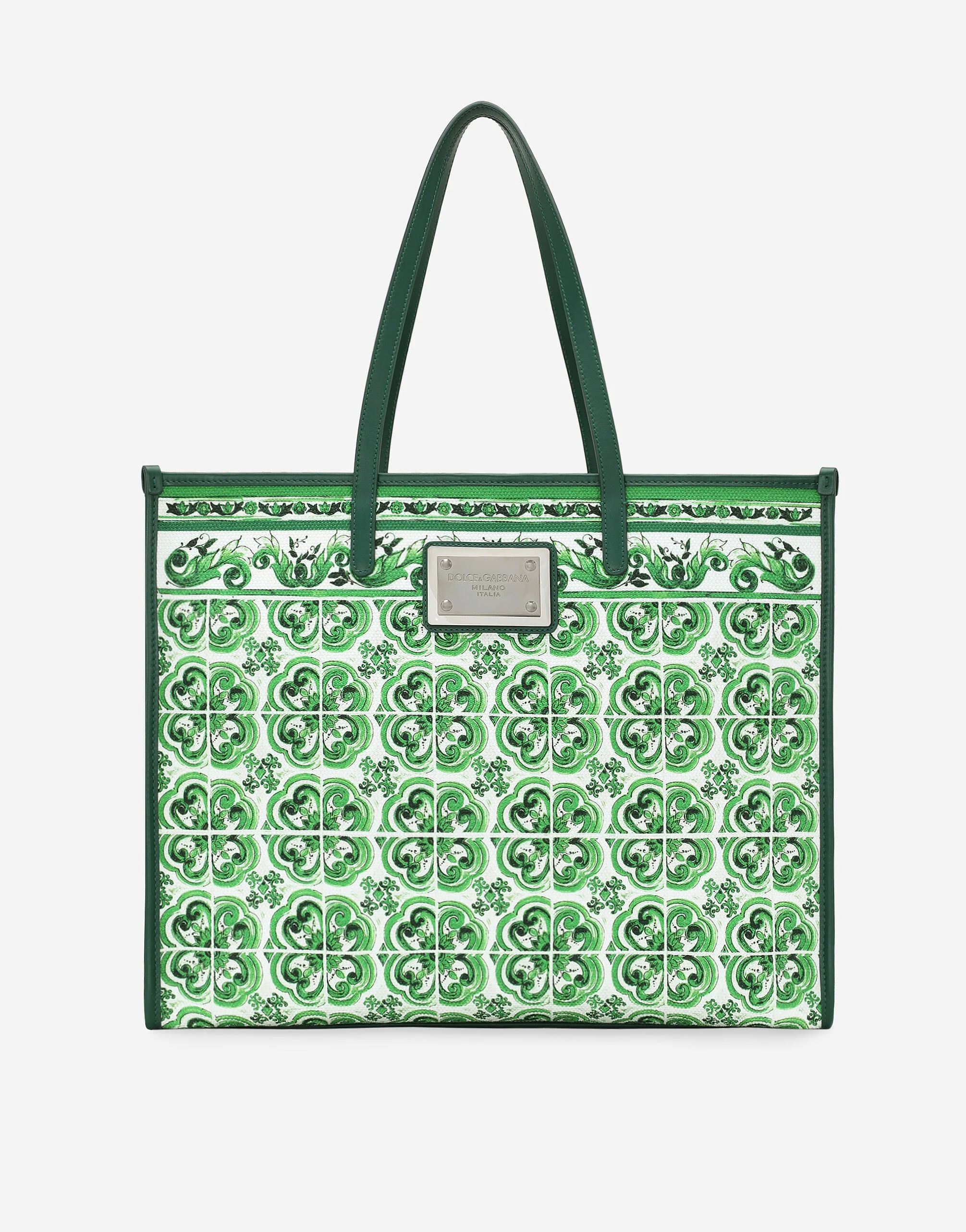 Large canvas shopper with majolica print - 1