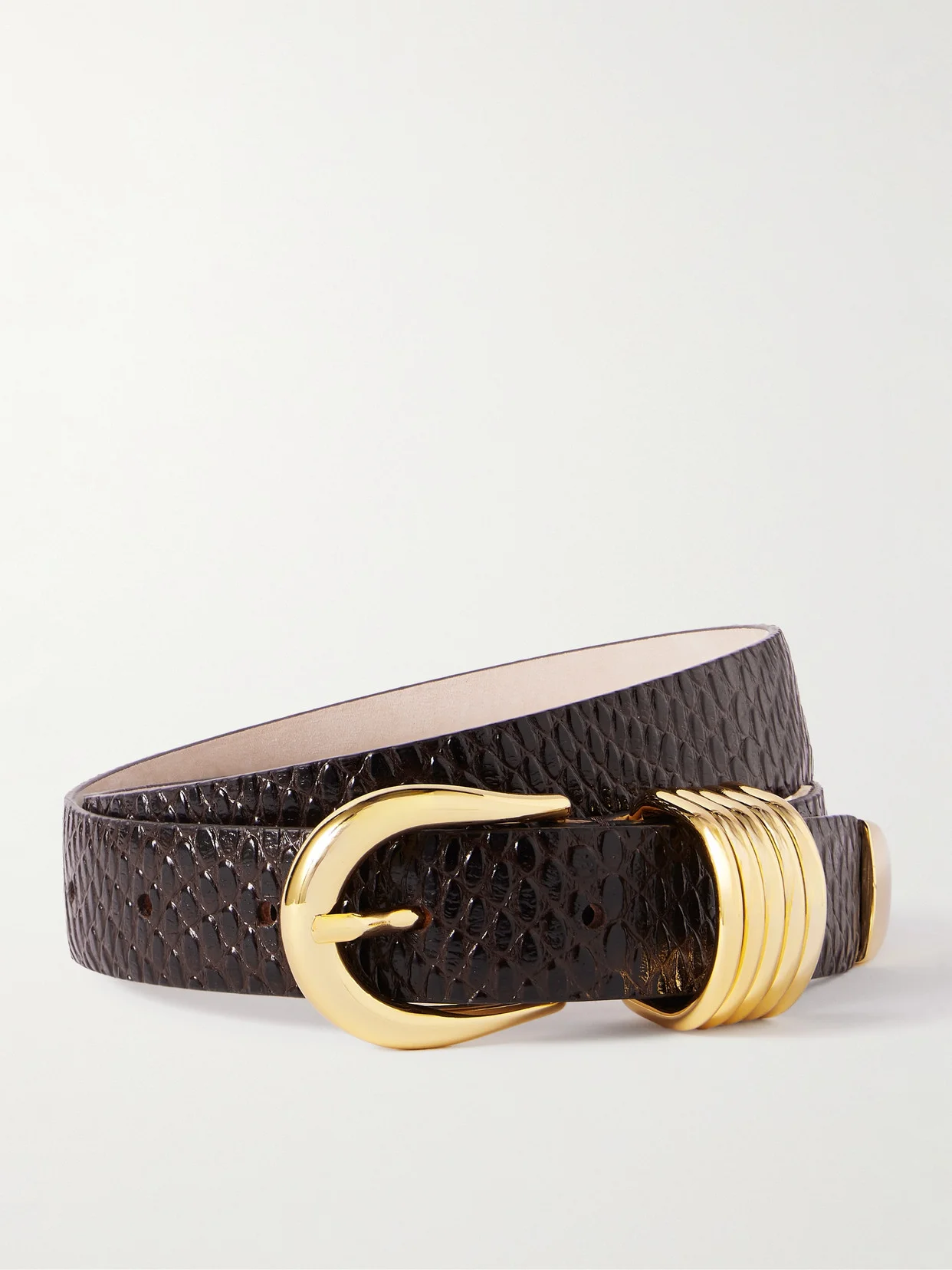 Hollyhock Viper Snake-effect Leather Belt - 1