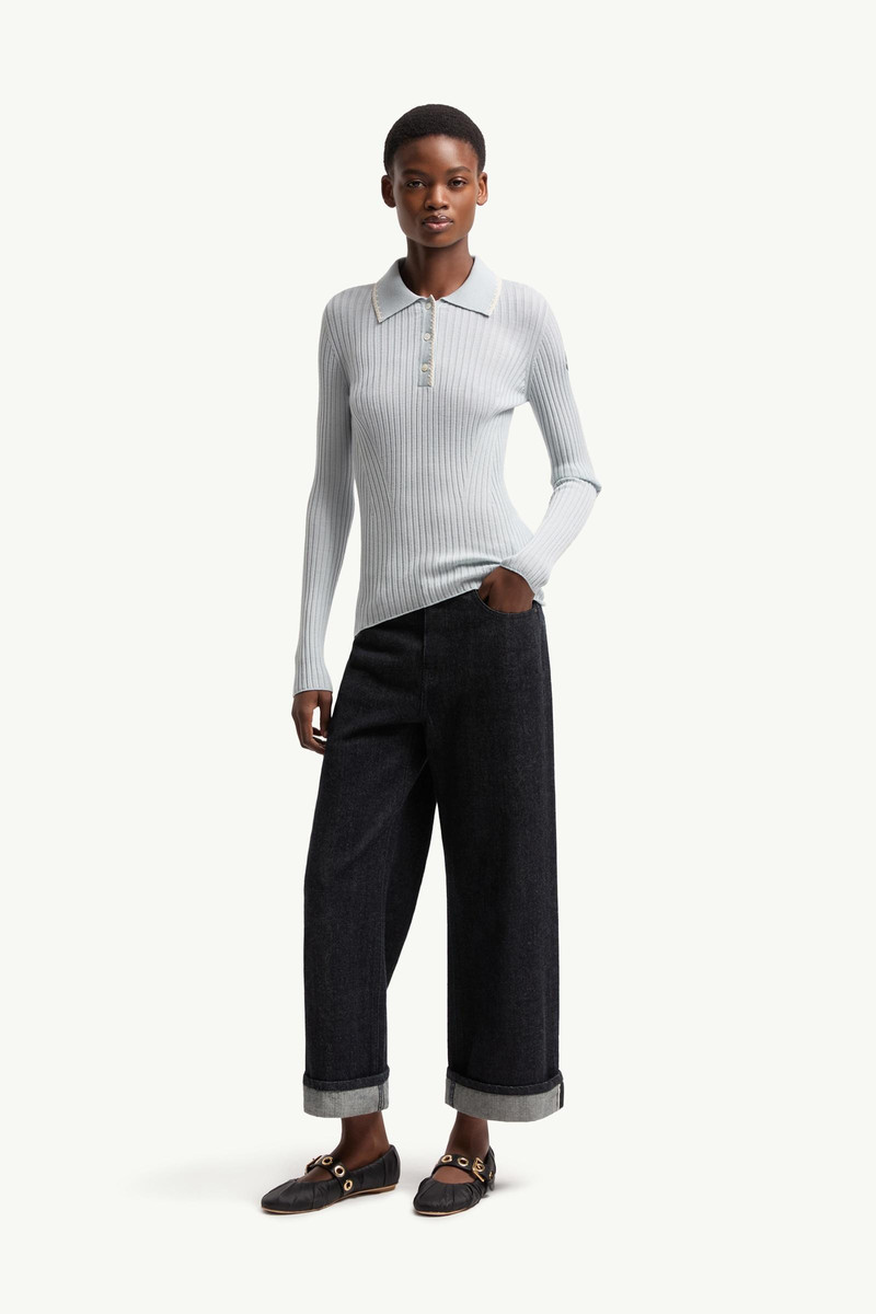 Moncler Wool Long Sleeve Polo Shirt outlook