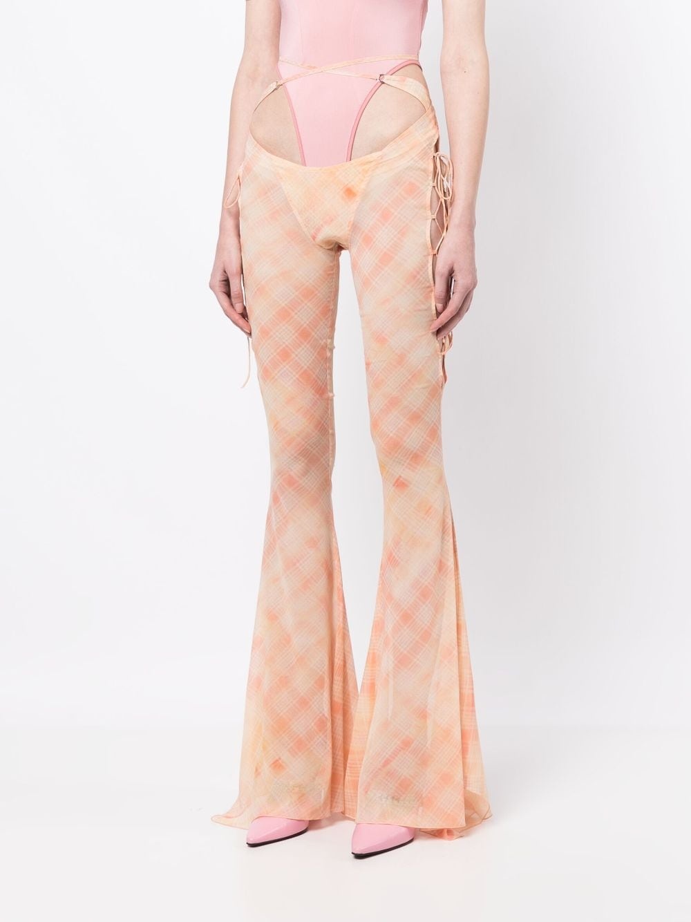 Glimmer checked flared trousers - 3
