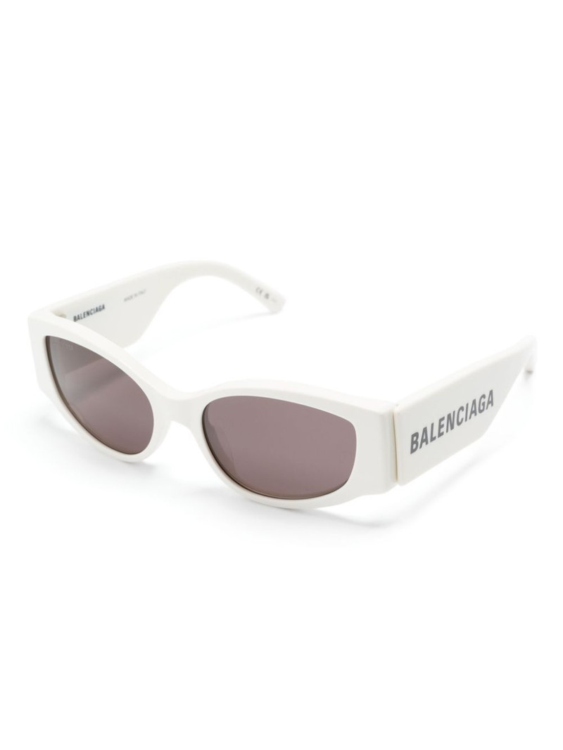 BALENCIAGA logo-print oval-frame sunglasses outlook