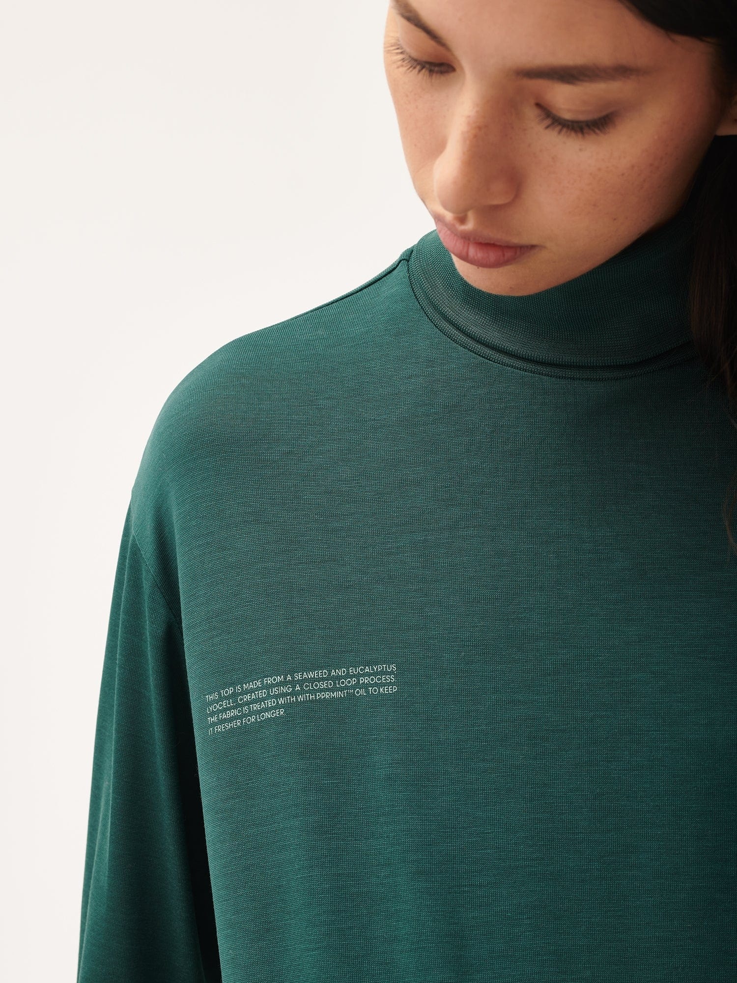 Women's Seaweed Lyocell Fine Knit Turtleneck Top - Foliage Green - 4