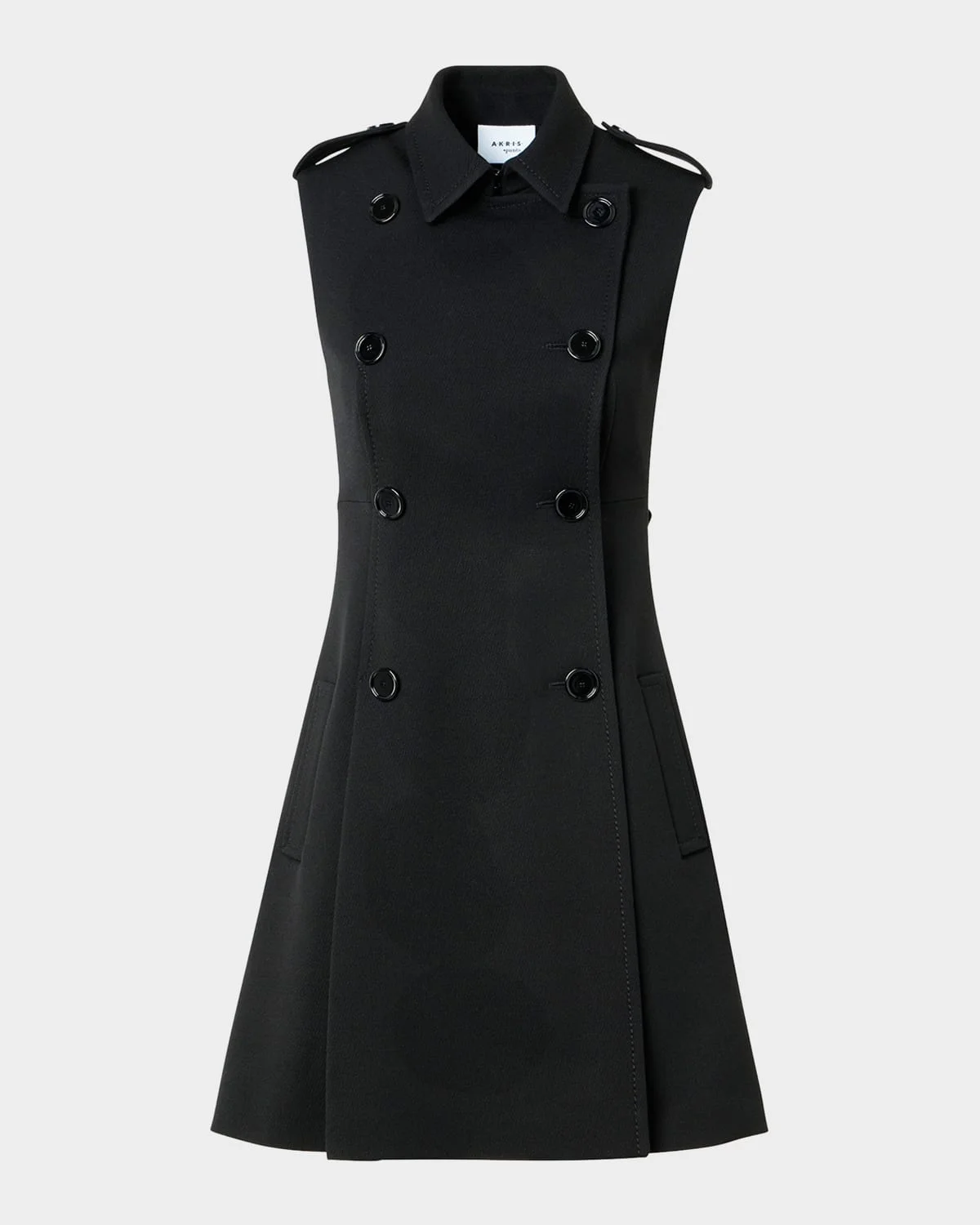 Sleeveless Wool Mini Trench Dress - 1