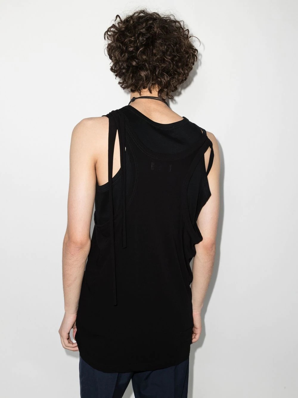 draped crew neck vest - 3