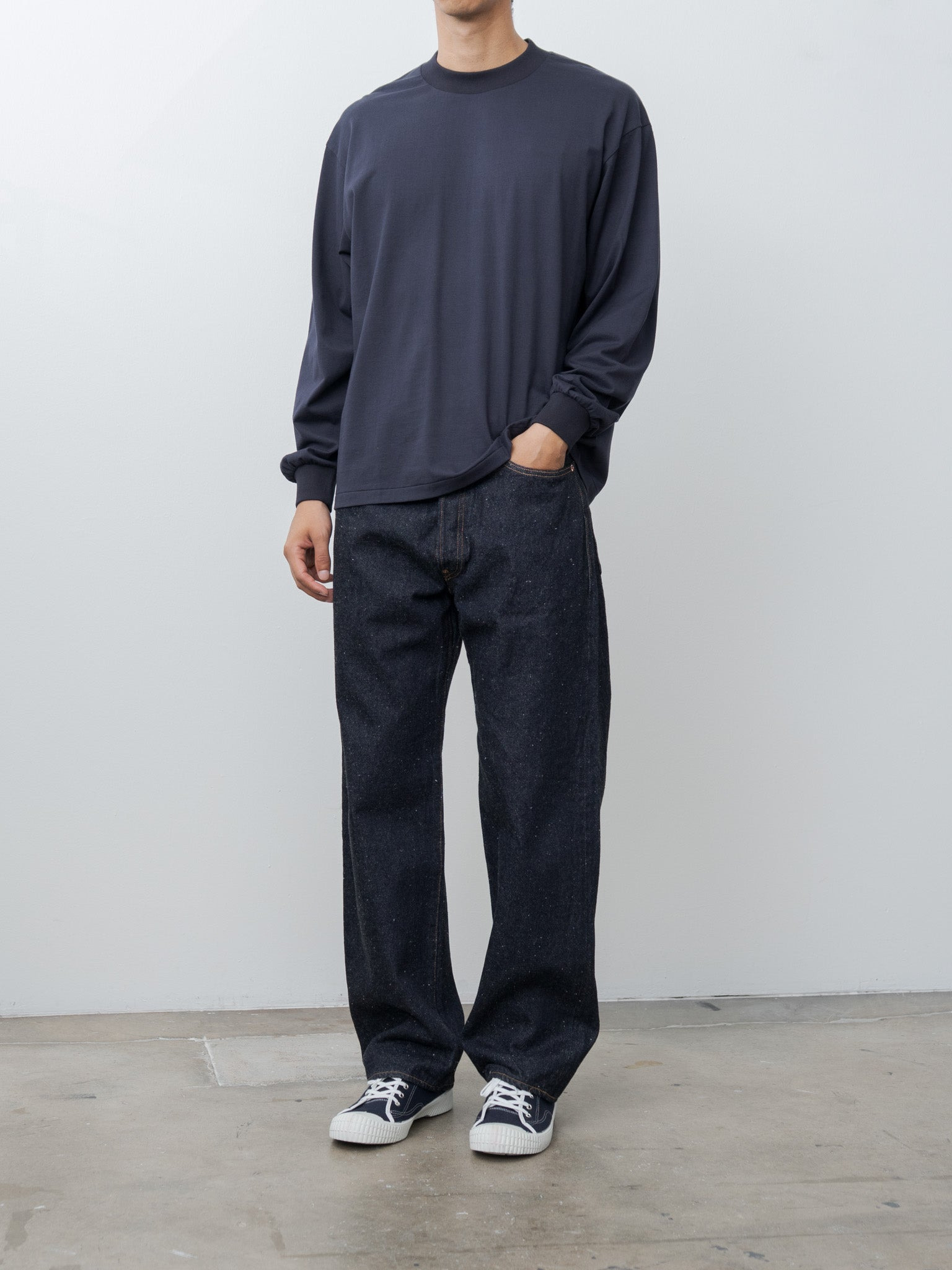 Suvin Supima Tube L/S Tee Light - Navy - 3